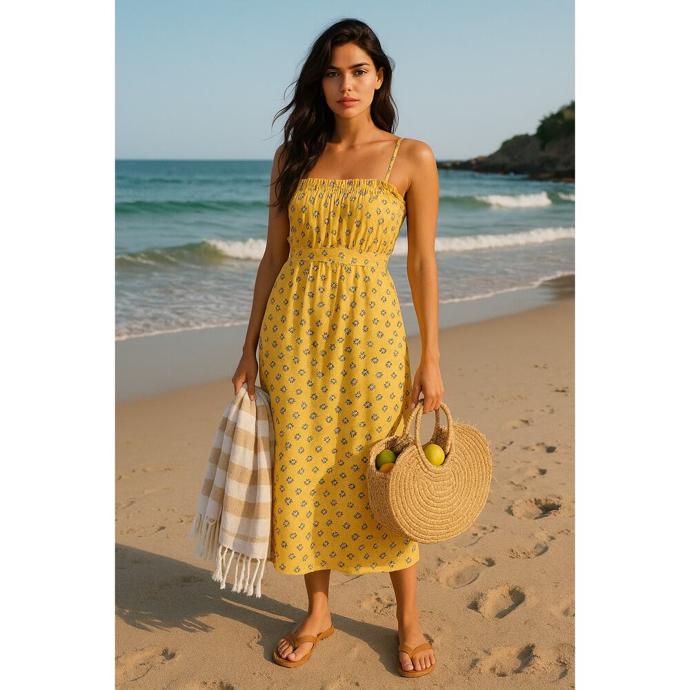 Tory Burch Ruffle Top Dress Yellow